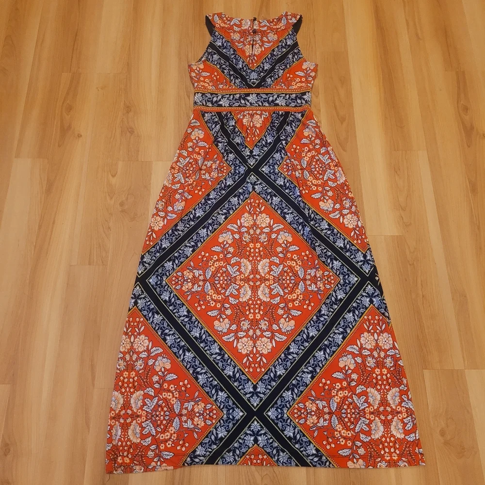 Beautiful Orange and Blue Patterned Women's Dress Size S - Picture 6 of 10
